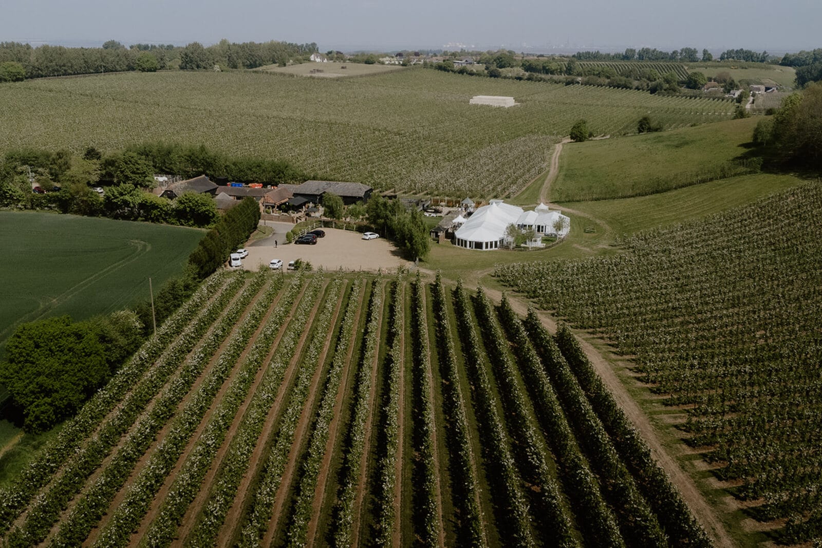 The quiet orchards and grounds at The BarnYard
