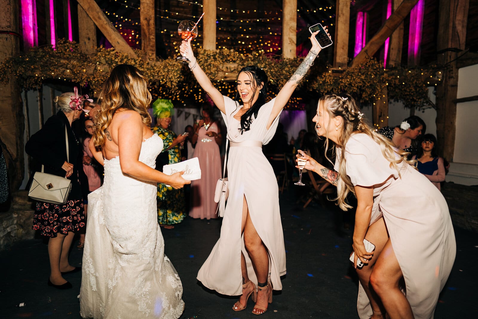 Guests dancing at a private party at The BarnYard