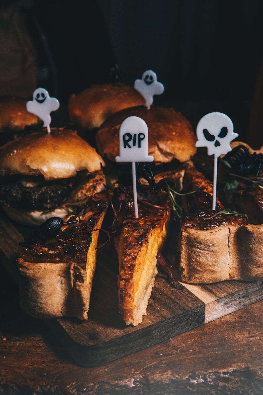 Gravestone-topped treats at a Halloween high tea