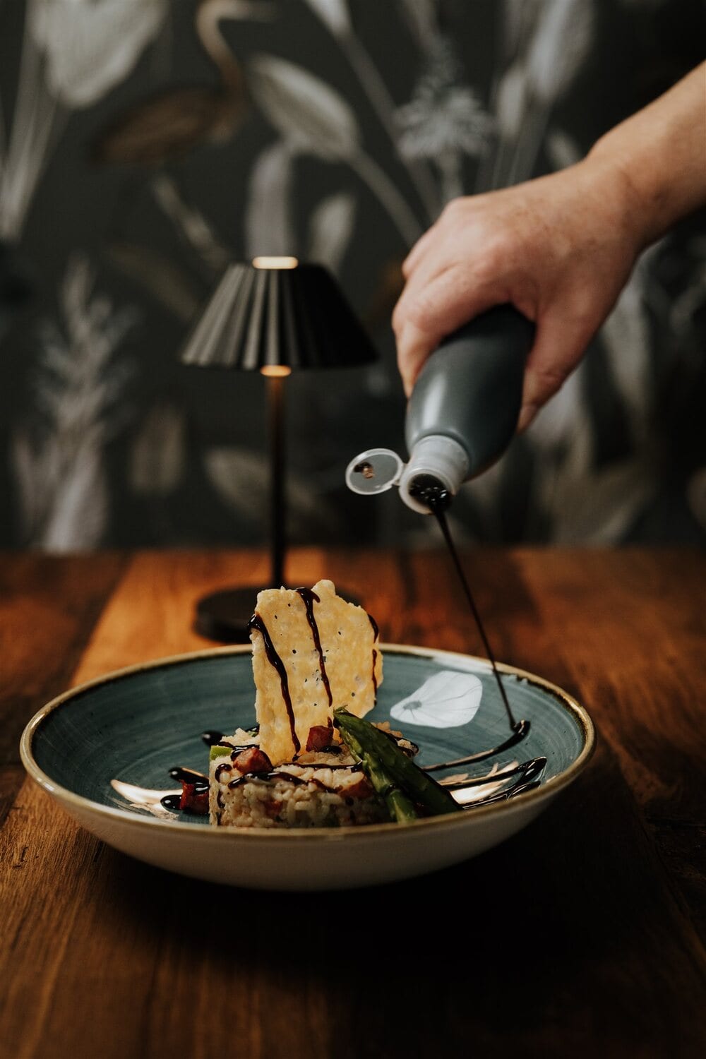 A stacked main course with seasonal vegetables