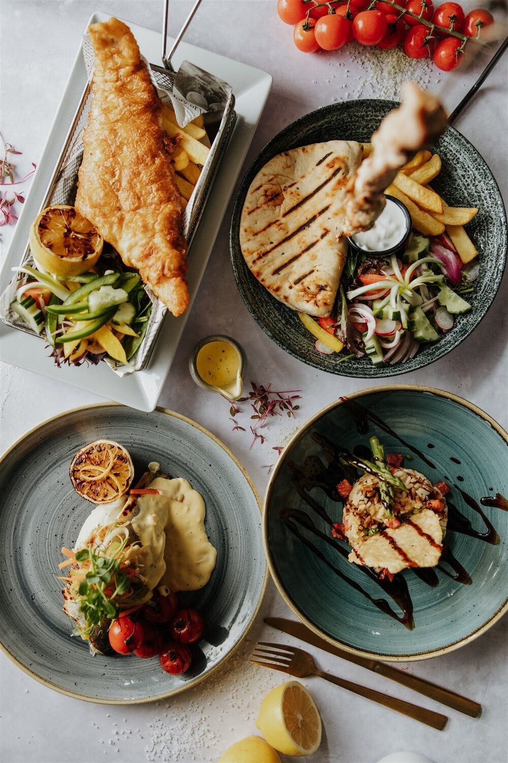 Plated dishes ready for service at The BarnYard