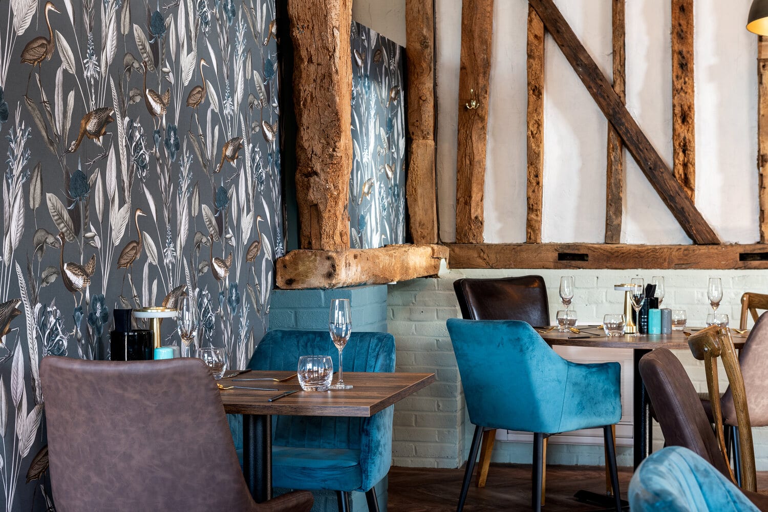 The characterful interior of The Rooster restaurant