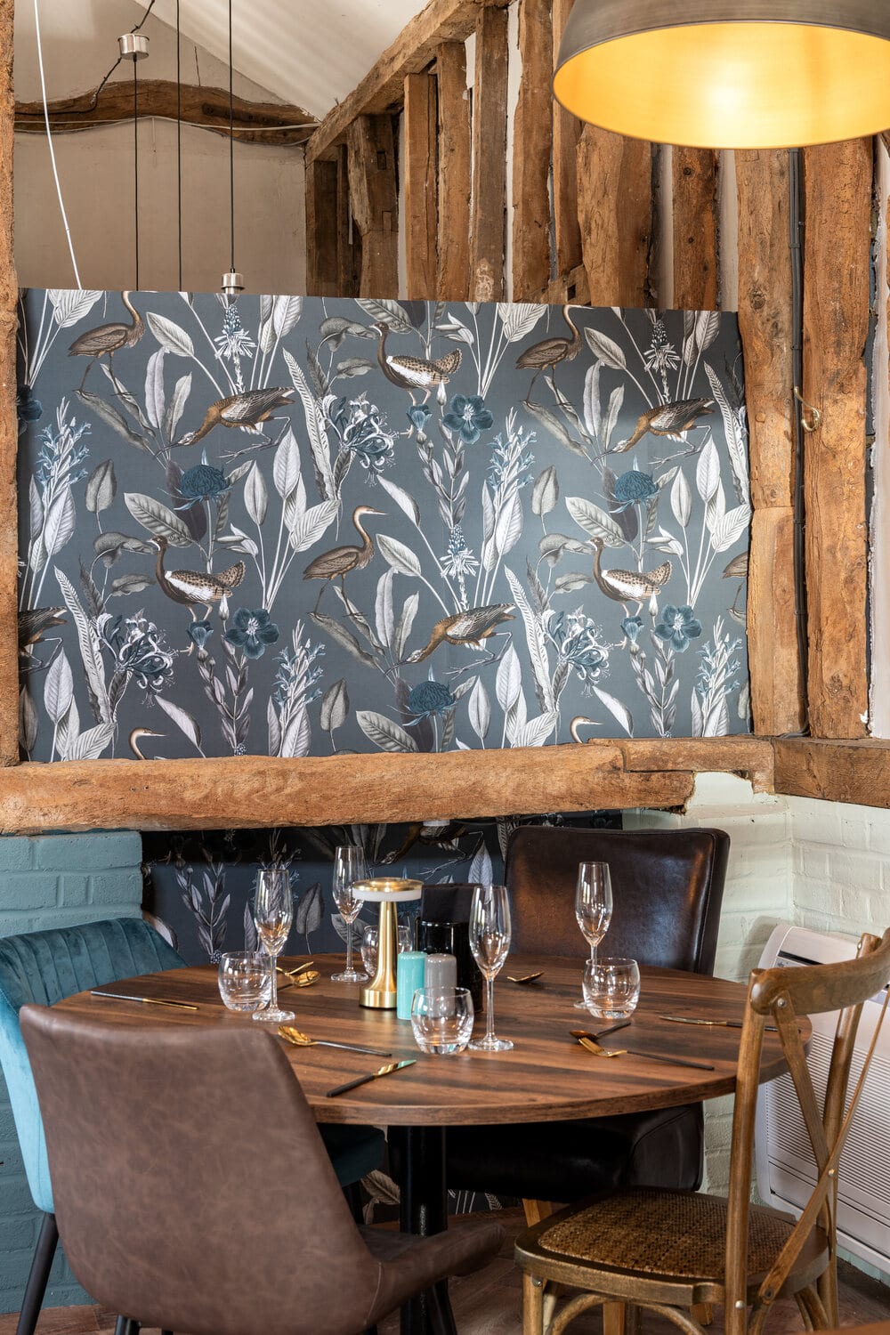 The wine wall in The Rooster restaurant