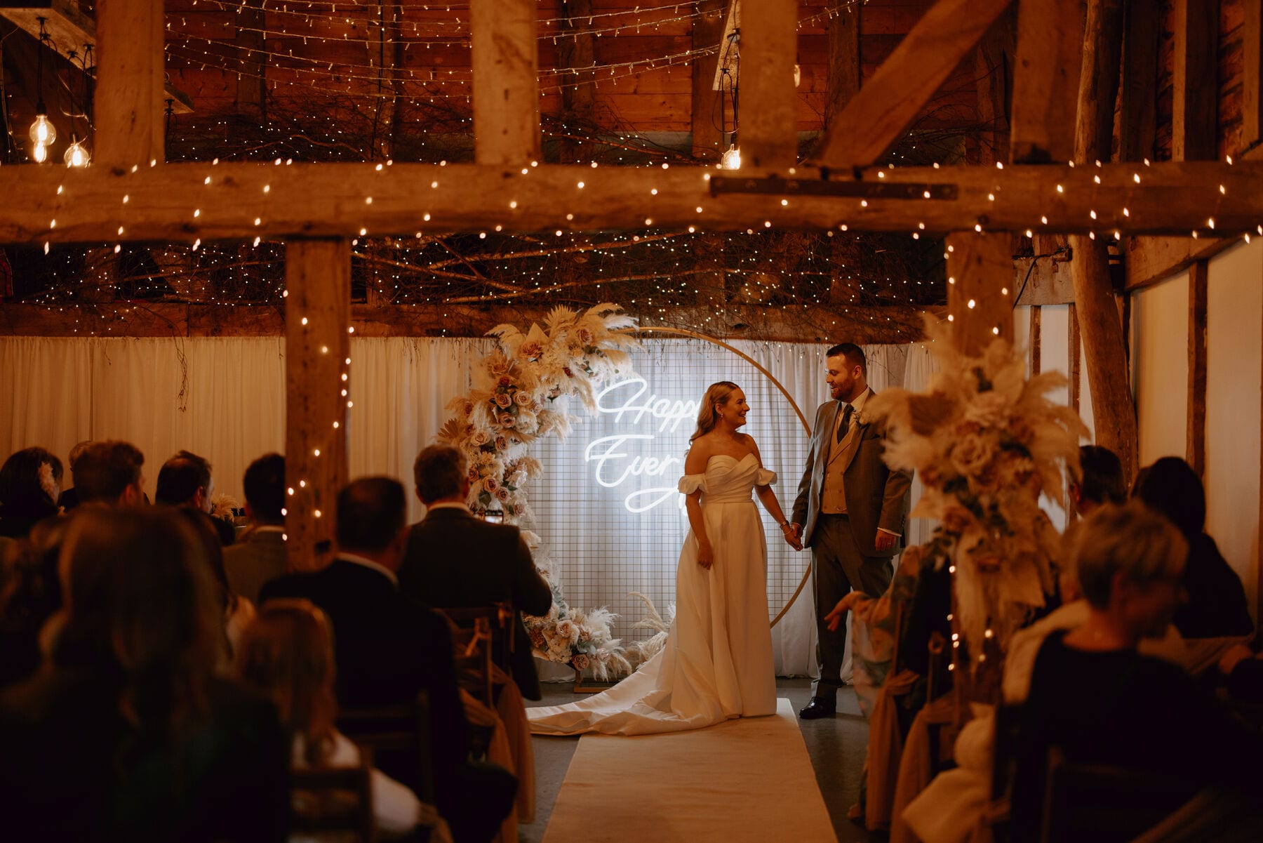 A wedding reception set up at The BarnYard in Kent