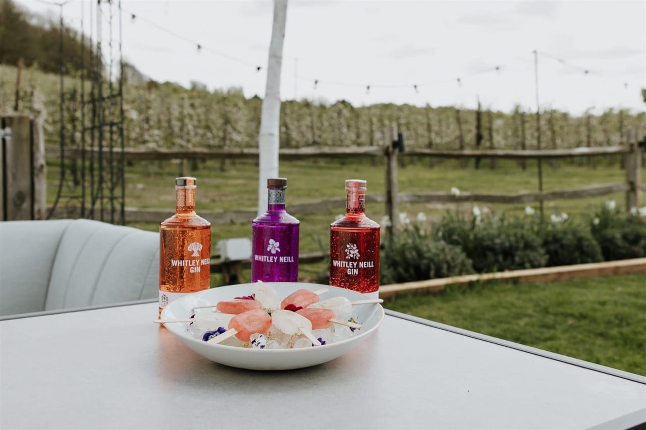 Dining outdoors in the orchards at The BarnYard